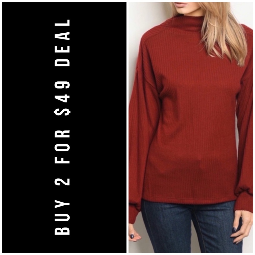 BURGUNDY BALLOON SLEEVES TOP